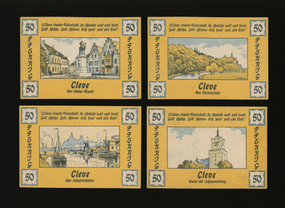Saksa Notgeld 4 x 50 Pfg, Cleve 1921