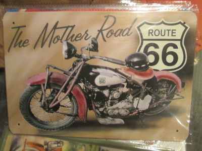 Peltikyltti moottoripyörä Indian. The Mother Road. Route 66