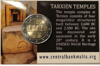 ** MALTA 2€ 2021 Tarxien Temples MdP coin card **