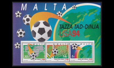 Malta 933-5BL14 ** Jalkapallon MM-kilpailut (1994)