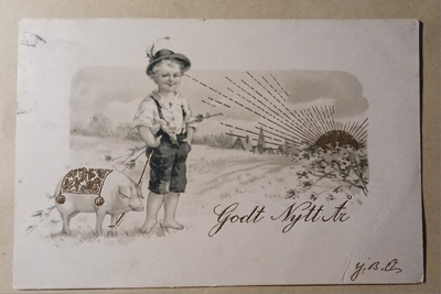 Poika taluttaa komeaa possua, Uusi Vuosi, p. 1904