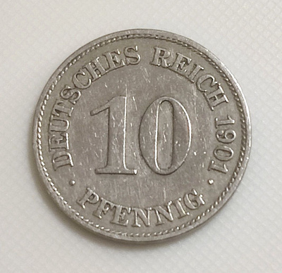 Saksa 10 Pfennig 1901E