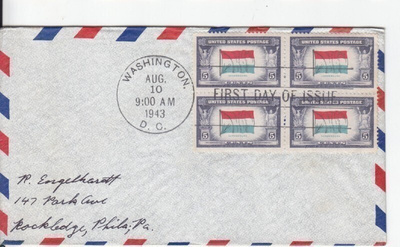 USA FDC 1943  nelilöllä