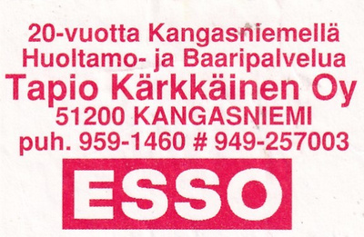 Kangasniemi, Tapio Kärkkäinen Oy ,  ESSO   1/9