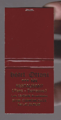 TULITIKKUETIKETTI KÄYTTÄMÄTÖN HOTEL OTTONI INN RESTAURANT HY