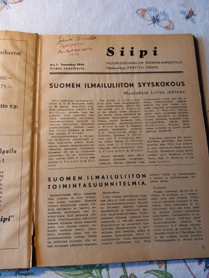 siipi 1946 sidottu vsk nuorisoilmailun äänenkanattaja