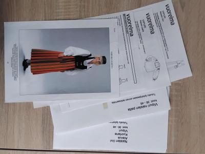 Viipurin pitäjän puvun kaavat paidalle ja liiville