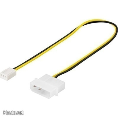 Deltaco tuulettimen adapterikaapeli 4-pin Molex - 3-pin n
