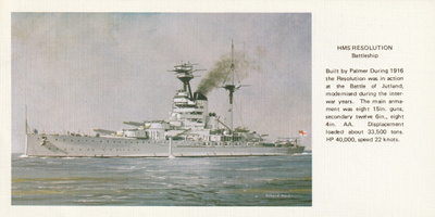 LAIVAKORTTI - TAISTELULAIVA HMS RESOLUTION