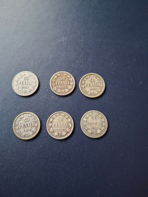 50 p 1864-1874 yht. 6 kpl