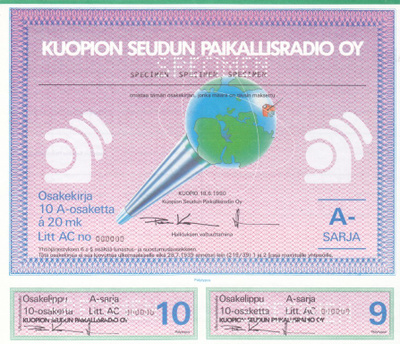 OKK 1990 Kuopion Paikallisradio Oy spec, Kuopio