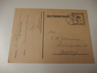 Kulkenut Militärbrevkort , Sverige . Ehiö, v. 1940