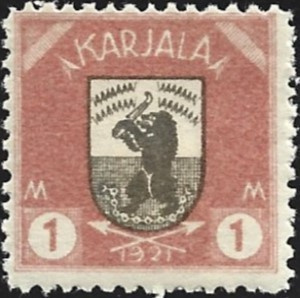 1922 Karjala 1 mk punainen/harmaa  ** LaPe K 8  B