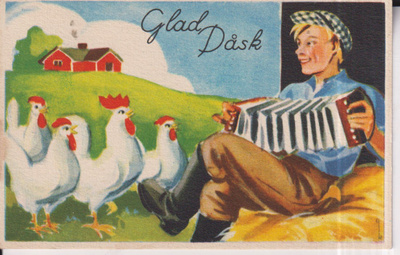 Glad Påsk, Mies soittaa haitaria. linnut ,  e29
