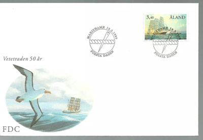 ÅLAND EPK FDC 3/1999: Purjelaiva, vehnäreitti