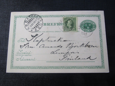 5 öre 1899 Ehiökortti. Brefkort .Ruotsi- Sweden