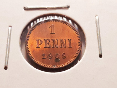 1 penni 1909 leimakiiltoinen