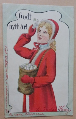 Leidi jakaa Uuden Vuoden postia, p. 1914