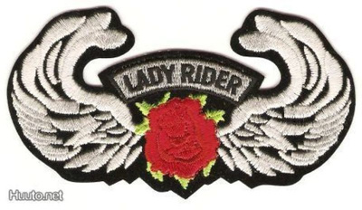 Lady Rider (siivillä) - iso kangasmerkki (UUSI)