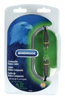 Bandridge RCA uros - uros komposiittivideokaapeli, 5m *UUSI*