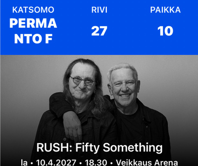 RUSH 1 lippu F-permannolle