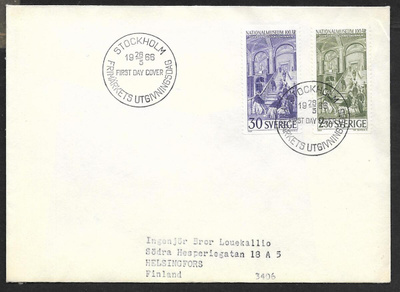 Ruotsi - Nationalmuseum 100v FDC 1966 (Fac. 577-578)