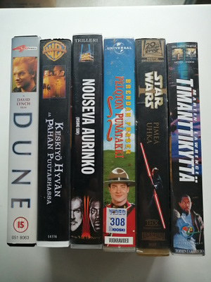 VHS-paketti (6 kpl, David Lynchin Dune, Star Wars...)