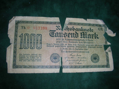 Saksa 1000 markan 1922 seteli