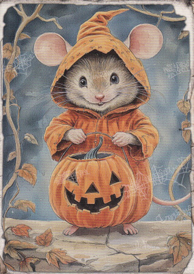 Halloween hiirellä kurpitsa-astia