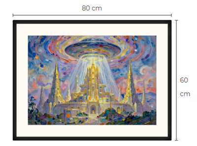 Uusi uniikki Atlantis ja UFO art print taulu 60 cm x 80 cm