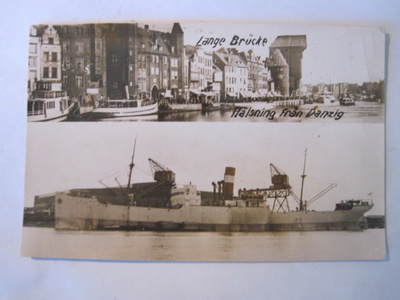 VANHA Postikortti Puola Danzig Suomalainen Laiva Orient 1920