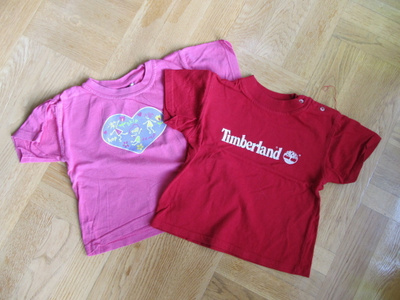 Tyttöjen T-paidat 2 kpl Timberland 18 kk ja pinkki kuvio 90