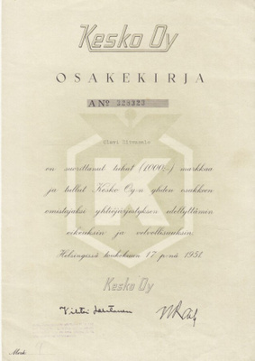 OKK 1951 Kesko Oy, Helsinki pörssi