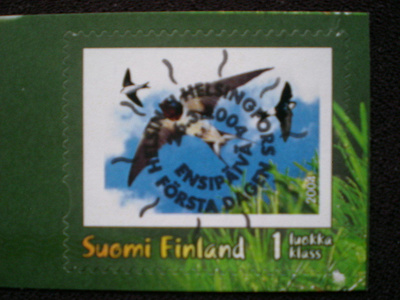 Omakuvamerkki LaPe 4 I Pääskynen FDC-nappileimattuna