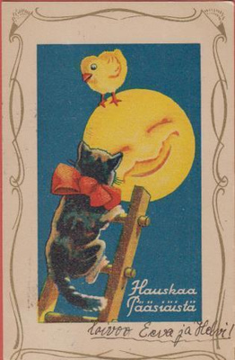 Kissa tikkailla