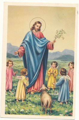 JEESUS JA PIKKUENKELEITÄ -vanha kortti