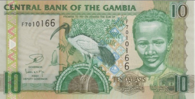 (B0033) GAMBIA, 2009 (ND). 10 Dalasis. P-26b. UNC