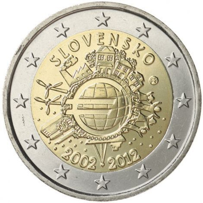 Slovakia 2012 2 € Euro 10 vuotta UNC