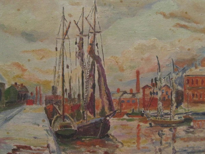 K.Olkkala Turku-aiheinen taulu v. 1948