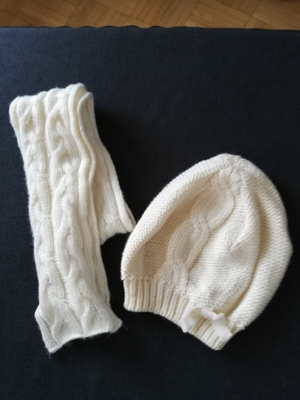 Luonnonvalkoiset pipo ja kaulaliina, Woolmark Blend