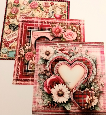 Kuviopaperit YSTÄVÄNPÄIVÄKSI / 3 kpl -setti / 15 x 15 cm