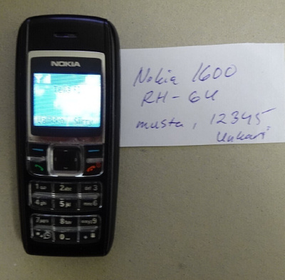 puhelin, Nokia 1600, RH-64, musta