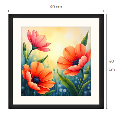 Uusi kukka taulu koko 40 cm x 40 cm kehyksineen