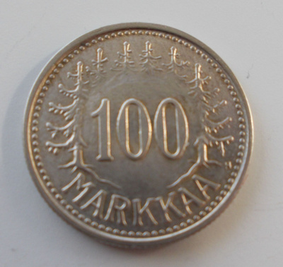 Suomen pankki 100 Markkaa 1957, Hopea