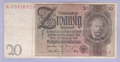 Saksa 20 Reichsmark v.1929 P-181