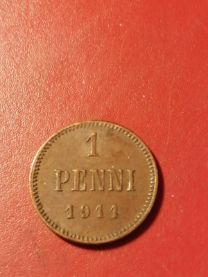 *Suomi * 1 penniä *1911 * Copper/Kupari *1+/EF