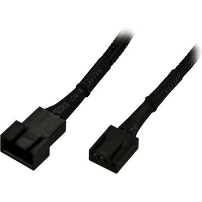 Akasa 4-pin jatkokaapeli PWM tuulettimelle, 0.3m, musta UUSI
