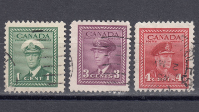 Kanada 1942 Mi 216, 219 ja 221 King George VI