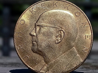 Urho Kekkonen Pronssivärinen Säästöpankki kolikko 1967