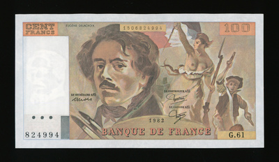 Ranska 100 Francs 1982 Delacroix, P154b